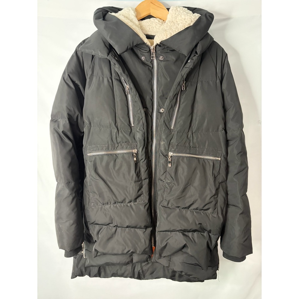 Orolay Thickened Down Jacket Womens M Black Sherpa Hood Puffer Parka Coat Warm